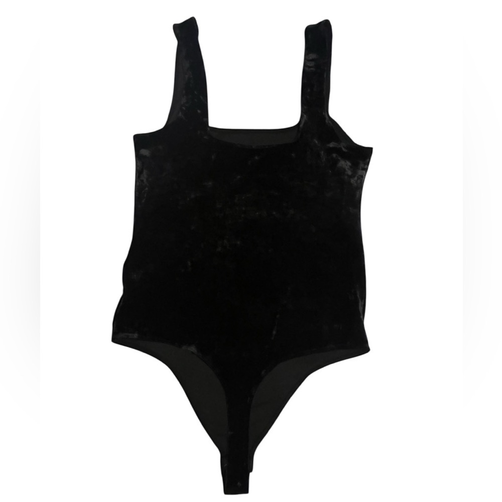 Good American Black Crushed Velvet Tank Bodysuit size 4/XL - Picture 4 of 10